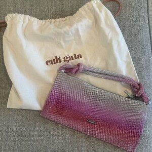 Cult Gaia Hera Nano pink ombré Rhinestone Mesh shoulder bag